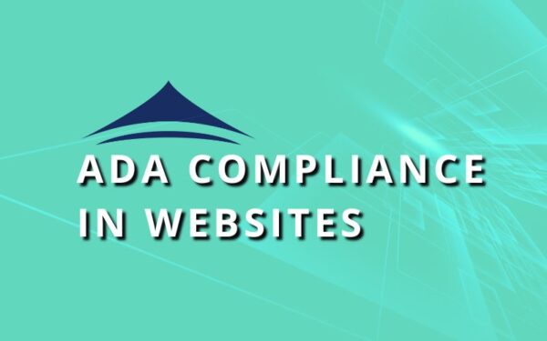 Teal background with the words, "ADA Compliance in Websites"
