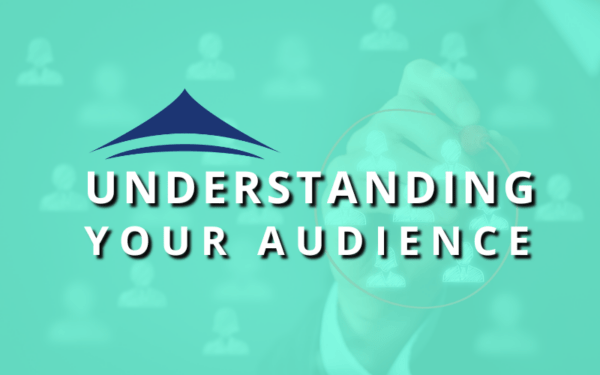 Teal background with "Understanding Your Audience" in white letters to promote the blog about data important.