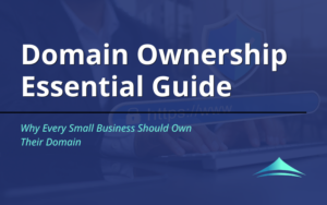 Graphic featuring the title Domain Ownership Essential Guide: Why Every Small Business Should Own Their Domain."