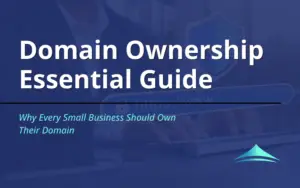 Graphic featuring the title Domain Ownership Essential Guide: Why Every Small Business Should Own Their Domain."